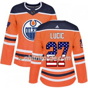 Edmonton Oilers Trikot Milan Lucic 27 Adidas 2017-2018 Orange USA Flag Fashion Authentic - Dame